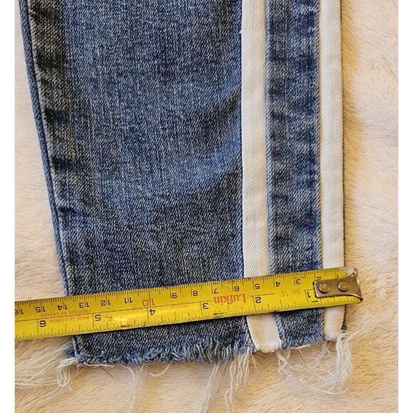 7 For All Mankind Women's Jeans Blue Size 25 Ankle Skinny Raw Hem Striped - Picture 11 of 13